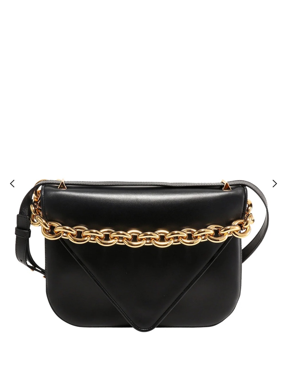 Bottega Veneta Navy Leather Crossbody with Gold Chain